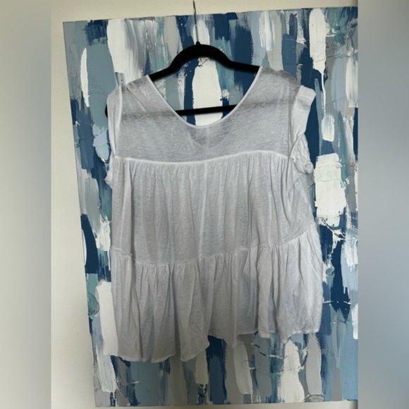 Free People Top - White Free People Short Sleeve Shirts for Women - Summer Tops - Picture 3 of 4